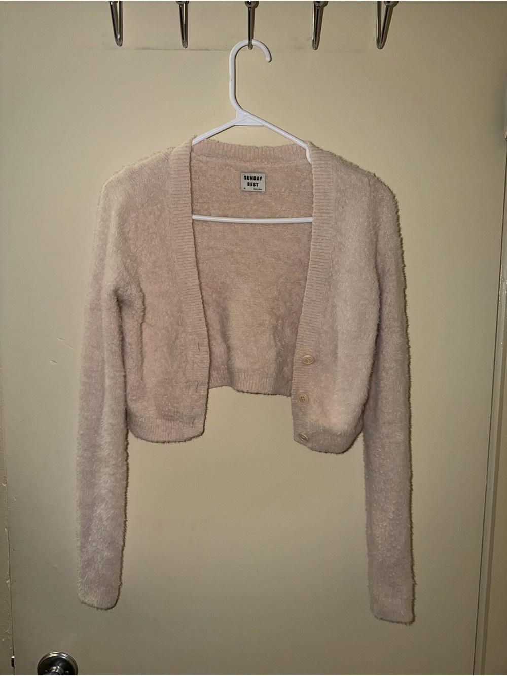 Sunday Best Cream Fuzzy Cropped Cardigan